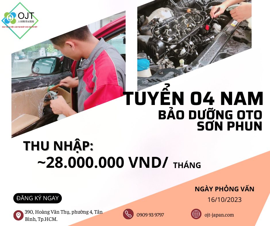 TUYỂN 4 NAM THỰC TẬP SINH BẢO DƯỠNG Ô TÔ - AICHI.