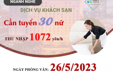 TUYỂN DỤNG 30 NỮ VỆ SINH KHÁCH SẠN- TOKYO
