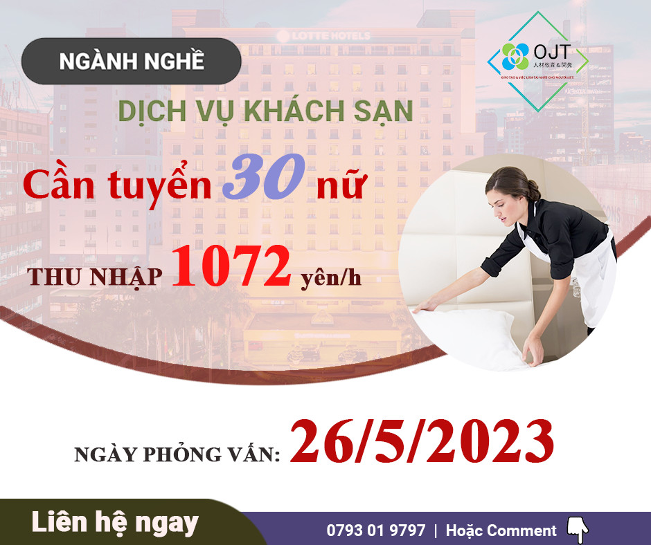 TUYỂN DỤNG 30 NỮ VỆ SINH KHÁCH SẠN- TOKYO