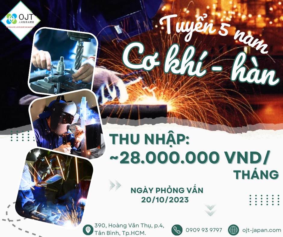 TUYỂN 05 NAM THỰC TẬP SINH CƠ KHÍ HÀN - TOYAMA