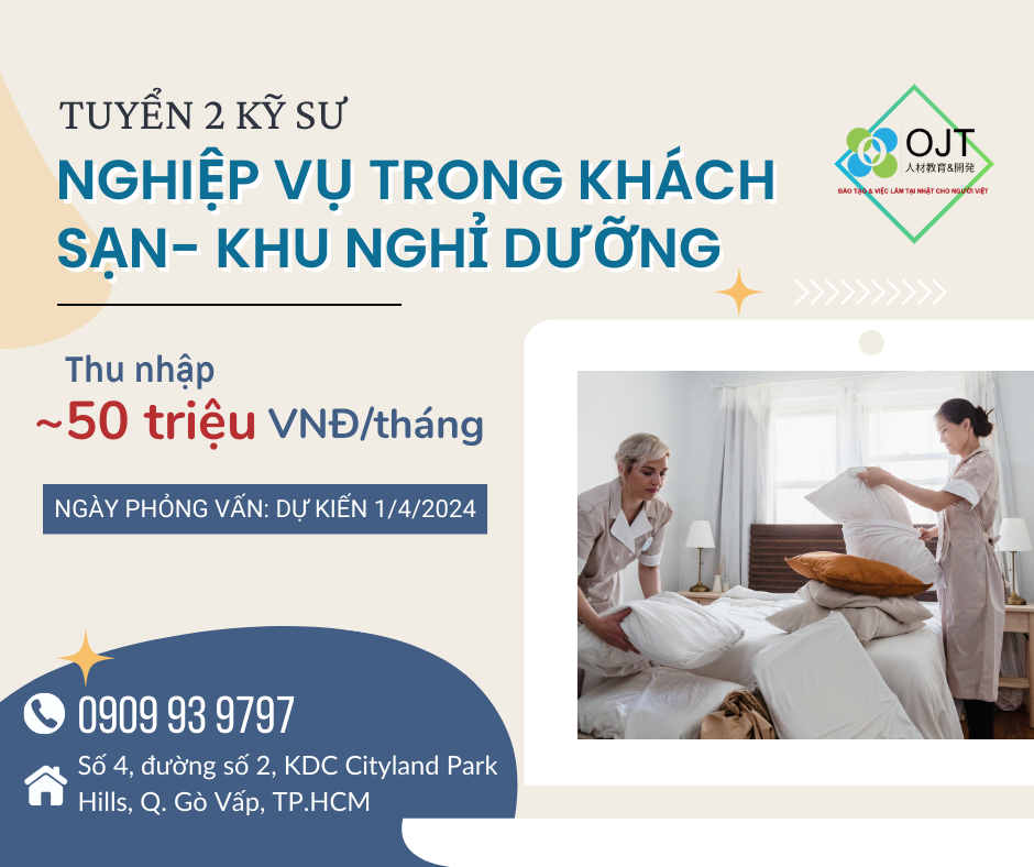 TUYỂN 02 KỸ SƯ NGHIỆP VỤ TRONG KHÁCH SẠN - KHU NGHỈ DƯỠNG