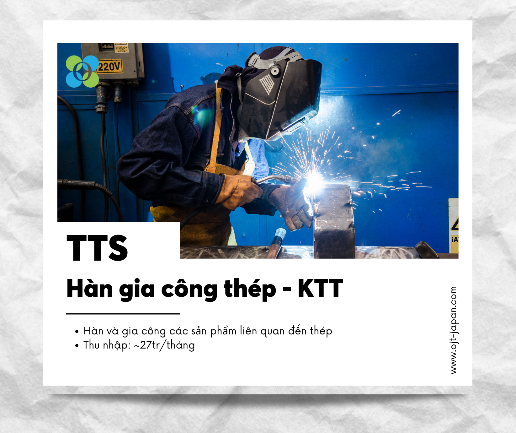 TUYỂN 03 NAM THỰC TẬP SINH HÀN GIA CÔNG THÉP