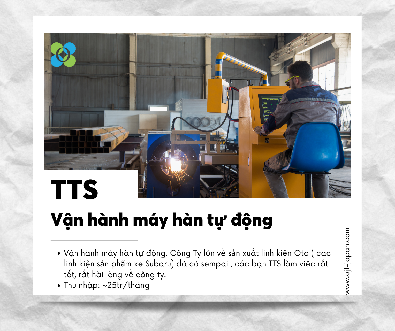 TUYỂN 08 NAM THỰC TẬP SINH VẬN HÀNH MÁY HÀN TỰ ĐỘNG